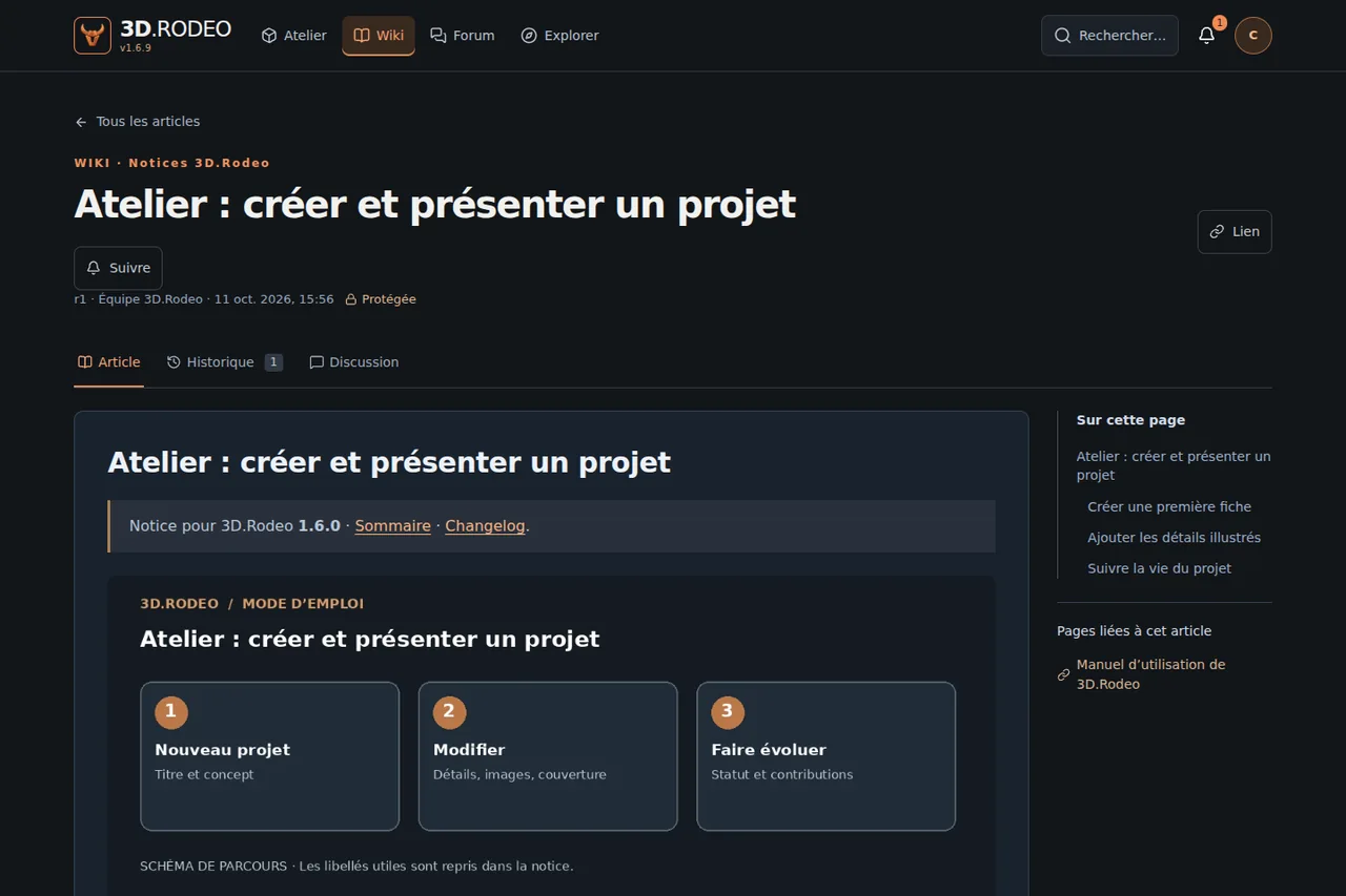 Wiki & Forum — écran de démonstration